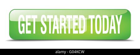 get started today green square 3d realistic isolated web button Stock Vector