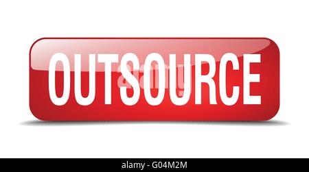 outsource red square 3d realistic isolated web button Stock Vector