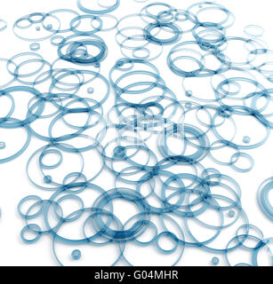 Abstract translucent blue circles on a white backg Stock Photo