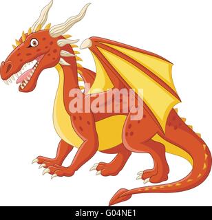 Cartoon red dragon posing Stock Vector