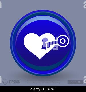 Pictograph of heart with key Stock Vector