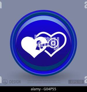 Pictograph of heart with key Stock Vector