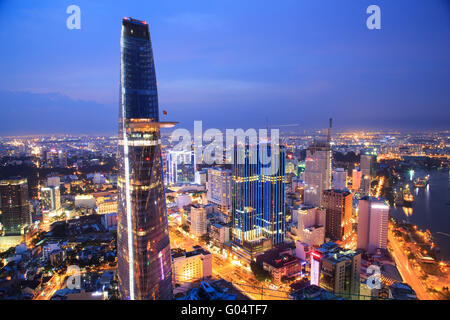 Nightscape of Ho Chi Minh city, Vietnam Stock Photo