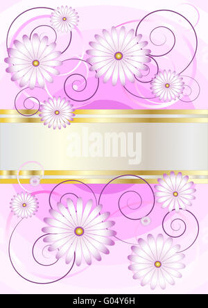 Delicate flowers on a background of shades purple Stock Photo