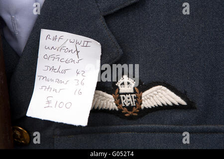 UK, England, Yorkshire, Haworth 40s Weekend, reproduction RAF uniform for sale Stock Photo