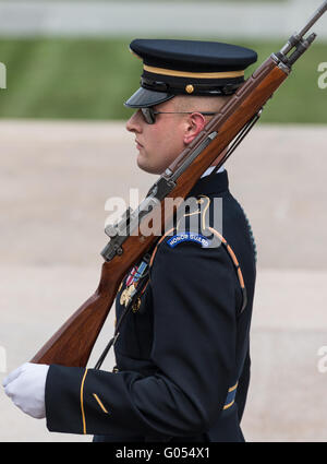 Guard at the Tomb of the Unknowns, Arlington National Cemetery Stock Photo