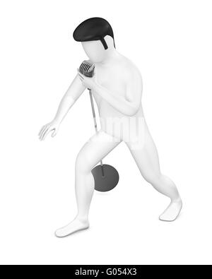 Rock n roll styled guy with classic microphone Stock Photo