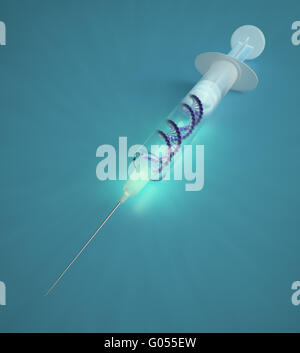 Syringe with a DNA strand - gene therapy concept Stock Photo