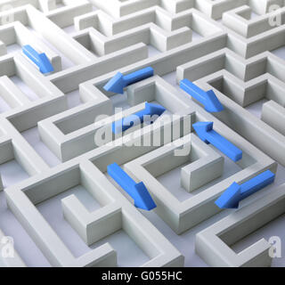 labyrinth with arrows leading in different directions Stock Photo