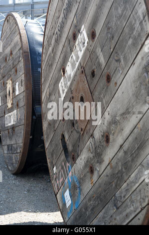 cable reel side view Stock Photo