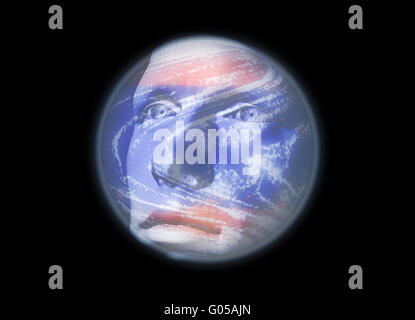 Binary man over the globe Stock Photo