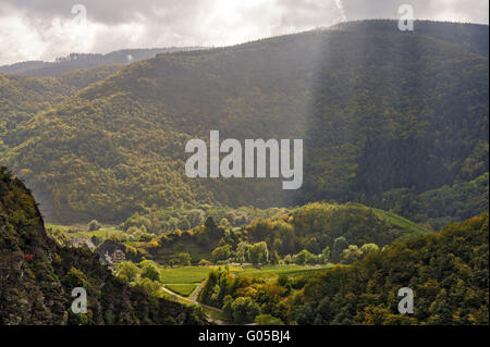 The Ahr between Mayschoss and Altenahr in autumn Stock Photo