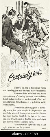 Original old vintage 1960s magazine advert dated 1962. Advertisement advertising Doublemint chewing gum