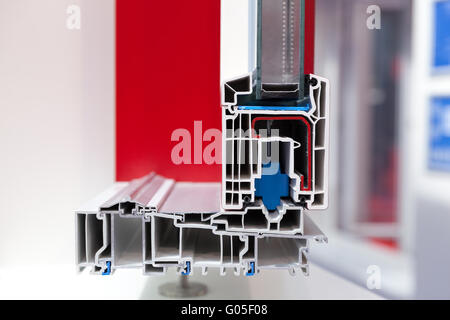 Cross section of a uPVC window or door Stock Photo