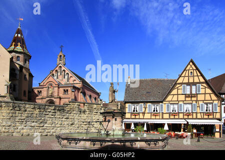 Monument to Pope Leo IX in Eguisheim, France Stock Photo