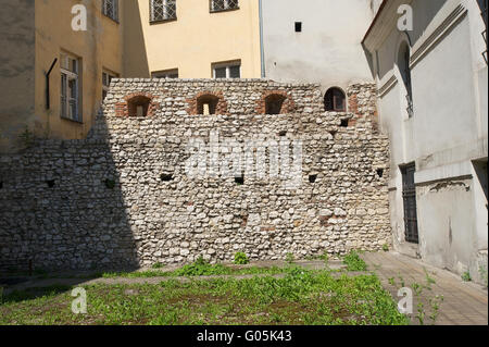 Stonewall in jewish district in Krakow Poland Stock Photo