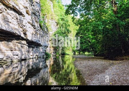 Limestone wall in the Wutachschlucht Black Forest Stock Photo
