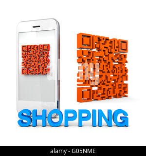 QRcode Mobile Phone Shopping Stock Photo