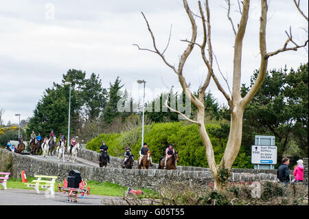 The Ballydehob - Schull Cheval passes the Ballydehob Playground on its return from Schull hospital, Ireland. Stock Photo