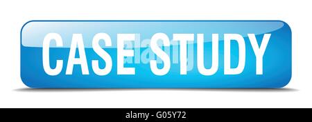 case study blue square 3d realistic isolated web button Stock Vector