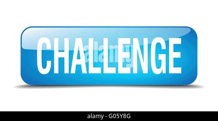challenge blue square 3d realistic isolated web button Stock Vector