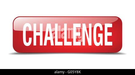 challenge red square 3d realistic isolated web button Stock Vector