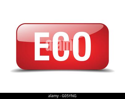 eco red square 3d realistic isolated web button Stock Vector Image ...