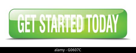 get started today green square 3d realistic isolated web button Stock Vector