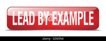 lead by example red square 3d realistic isolated web button Stock Vector