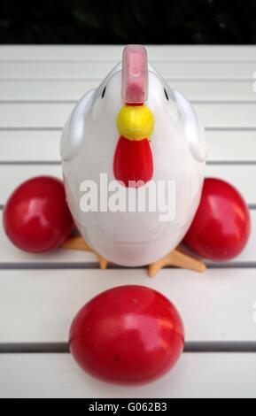 Traditions. Red Greek Easter Eggs. Stock Photo