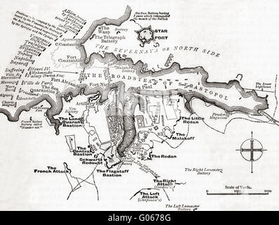 CRIMEAN WAR: Siege of Sevastopol. Plan. TALLIS / RAPKIN, 1860 antique ...