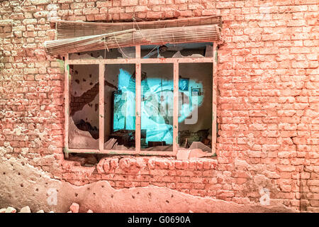 Display of bullet-riddled home in the Holy Defense Museum portraying ...