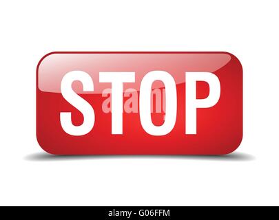 stop red square 3d realistic isolated web button Stock Vector