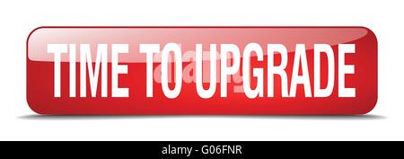 time to upgrade red square 3d realistic isolated web button Stock Vector