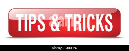 tips & tricks red square 3d realistic isolated web button Stock Vector