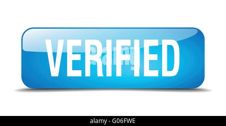 verified blue square 3d realistic isolated web button Stock Vector