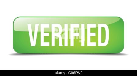 verified green square 3d realistic isolated web button Stock Vector