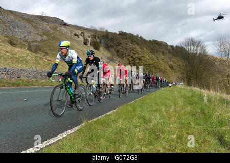 Giggleswick, North Yorkshire, UK. 29th Apr, 2016. The leading riders in The Tour de Yorkshire climbing Buck Haw Brow out of  Giggleswick, North Yorkshire, 29th April 2015 Credit:  John Bentley/Alamy Live News Stock Photo