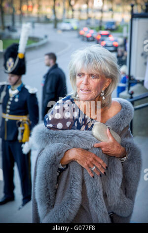 Stockholm, Sweden. 29th Apr, 2016. Princess Birgitta of Sweden arrives at the Nordic museum for the concert by the Royal Swedish Opera and Stockholm Concert on the occasion of the 70th birthday of the Swedish King Carl Gustaf in Stockholm, Sweden, 29 April 2016. Photo: Patrick van Katwijk/ POINT DE VUE OUT /dpa - NO WIRE SERVICE-/dpa/Alamy Live News Stock Photo