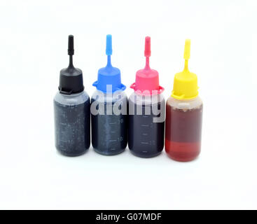 Paint for refilling cartridges. Stock Photo