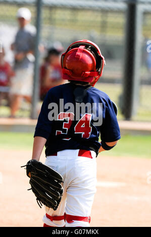 Little league baseball catcher Stock Photo