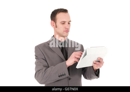 Resposible businessman working on a Pc Tablet Stock Photo