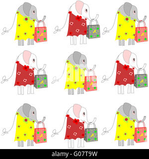 Beautiful background with elephants in dresses wit Stock Photo