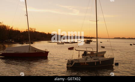 Sunset in a Boat Stock Photo
