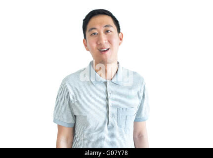 Asian man smiling confidently isolated on white background Stock Photo