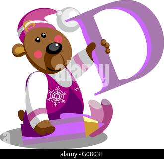 Smile bear with alphabet letter D  in color 01 Stock Photo