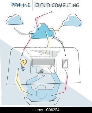 Cloud Computing concept vector illustration with clouds, documents in ...
