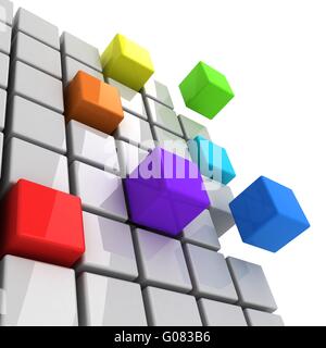 colorful cubes getting detached spectrum concept Stock Photo
