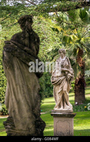 Beautiful stone sculptures in park of Tettuccio Terme Spa in Montecatini Terme, Italy Stock Photo