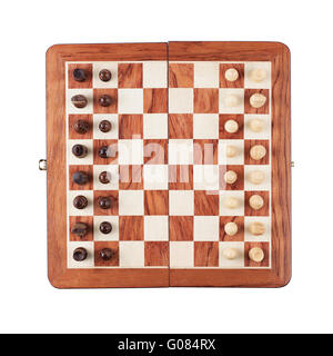 chess board with figures isolated over white backg Stock Photo